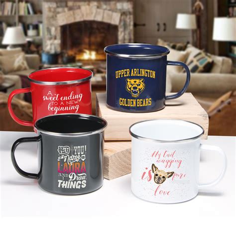 custom stamped enamel mugs